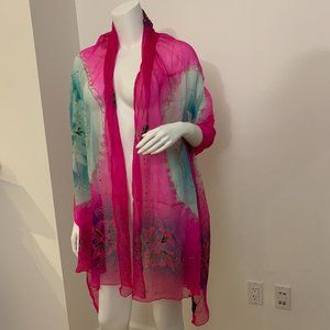 Idea Plus 39" X 79" Hand painted silk Scarf